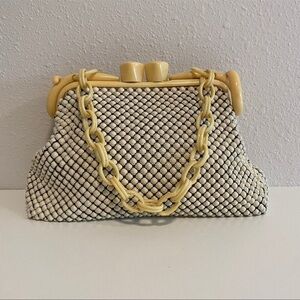 Vintage Alumesh Bakelite Top Handle 40's Handbag White - Whiting and Davis